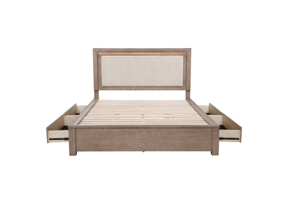 224850KE Kenora 56-inch Eastern King LED Storage Bed Barley Brown