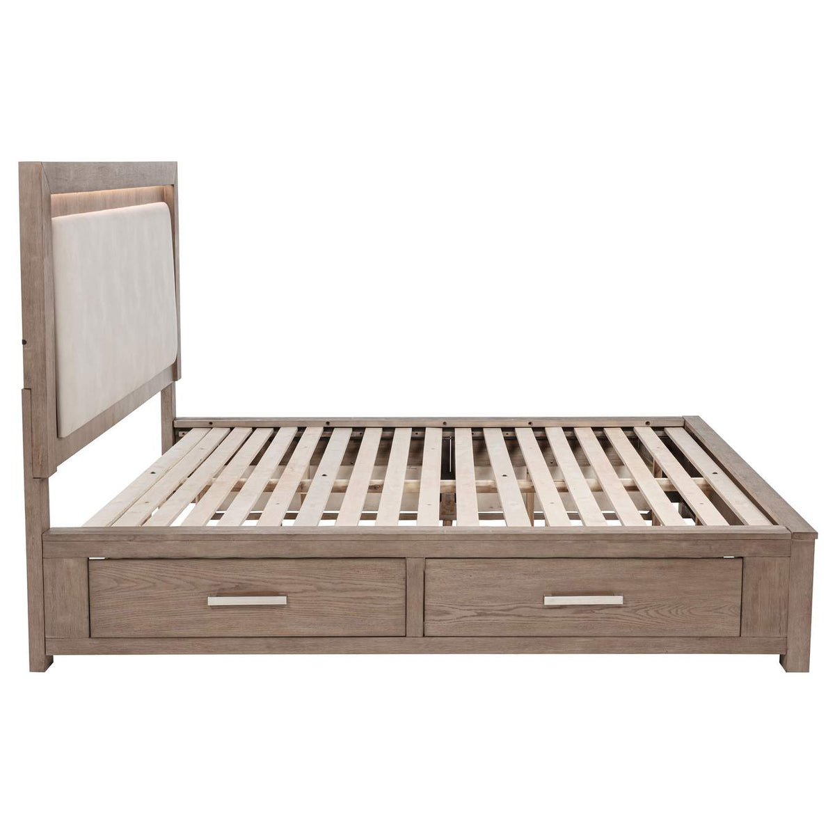 224850KE Kenora 56-inch Eastern King LED Storage Bed Barley Brown