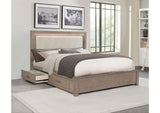 224850KW Kenora 56-inch California King LED Storage Bed Barley Brown
