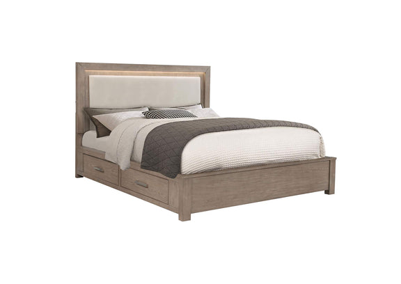224850KW Kenora 56-inch California King LED Storage Bed Barley Brown