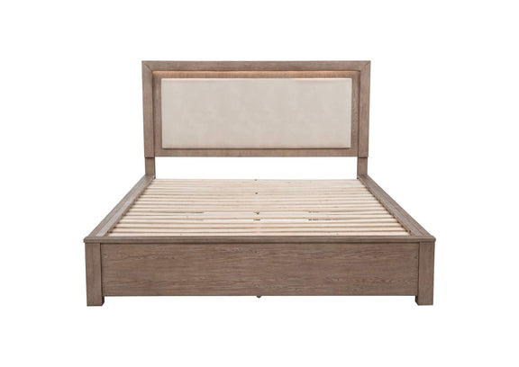 224850KW Kenora 56-inch California King LED Storage Bed Barley Brown