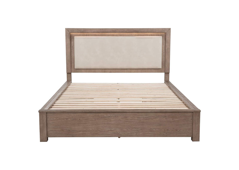 224850KW Kenora 56-inch California King LED Storage Bed Barley Brown