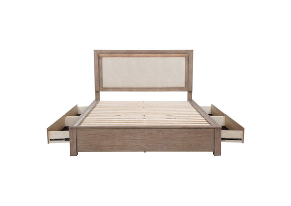 224850KW Kenora 56-inch California King LED Storage Bed Barley Brown