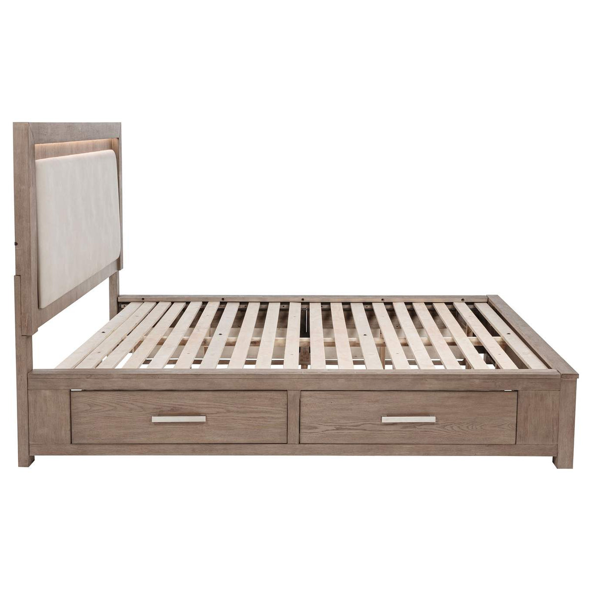 224850KW Kenora 56-inch California King LED Storage Bed Barley Brown