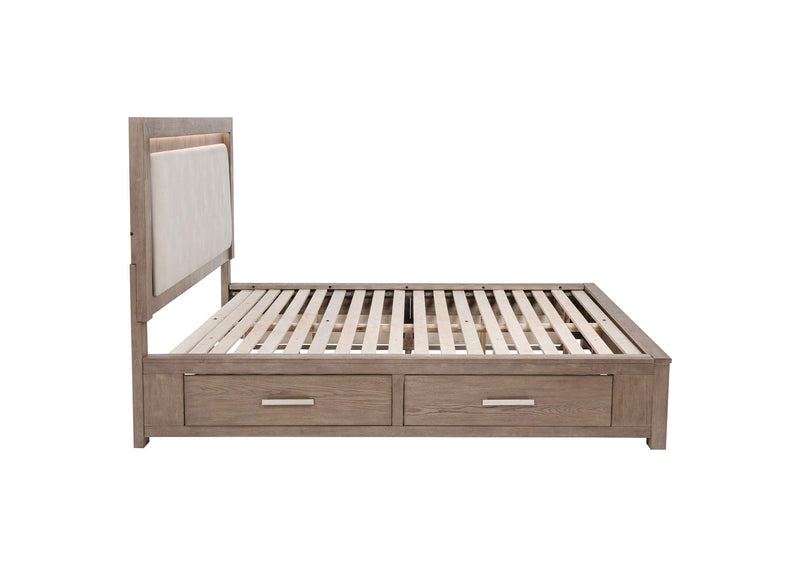 224850KW Kenora 56-inch California King LED Storage Bed Barley Brown