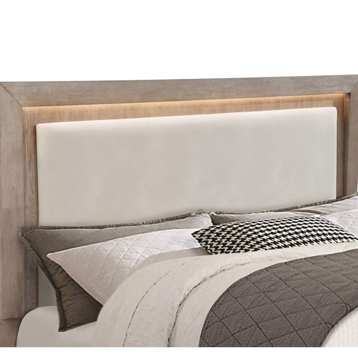 224850KW Kenora 56-inch California King LED Storage Bed Barley Brown
