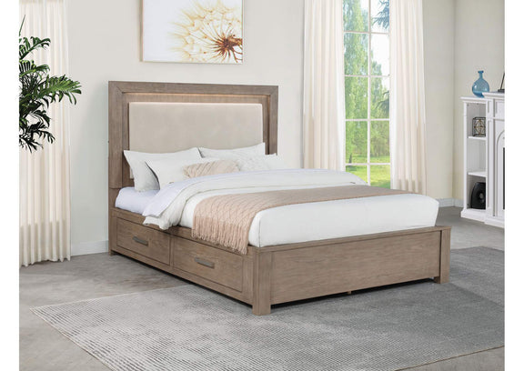 224850Q Kenora 56-inch Queen LED Storage Bed Barley Brown