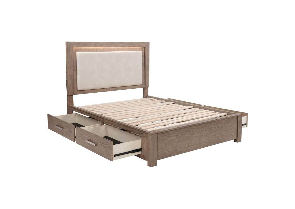224850Q Kenora 56-inch Queen LED Storage Bed Barley Brown
