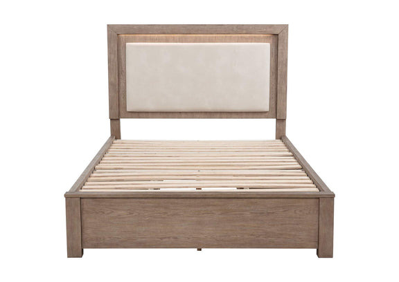 224850Q Kenora 56-inch Queen LED Storage Bed Barley Brown