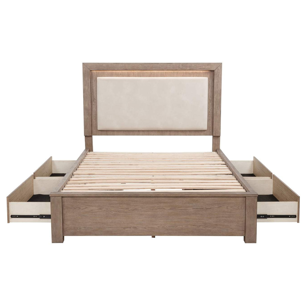 224850Q Kenora 56-inch Queen LED Storage Bed Barley Brown