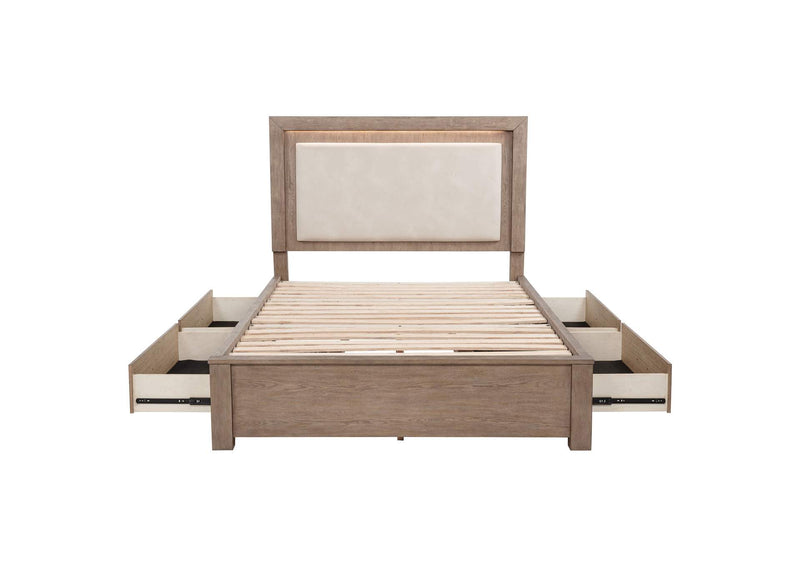 224850Q Kenora 56-inch Queen LED Storage Bed Barley Brown