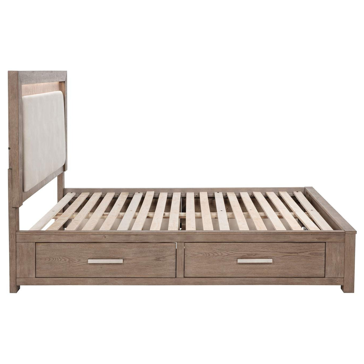 224850Q Kenora 56-inch Queen LED Storage Bed Barley Brown