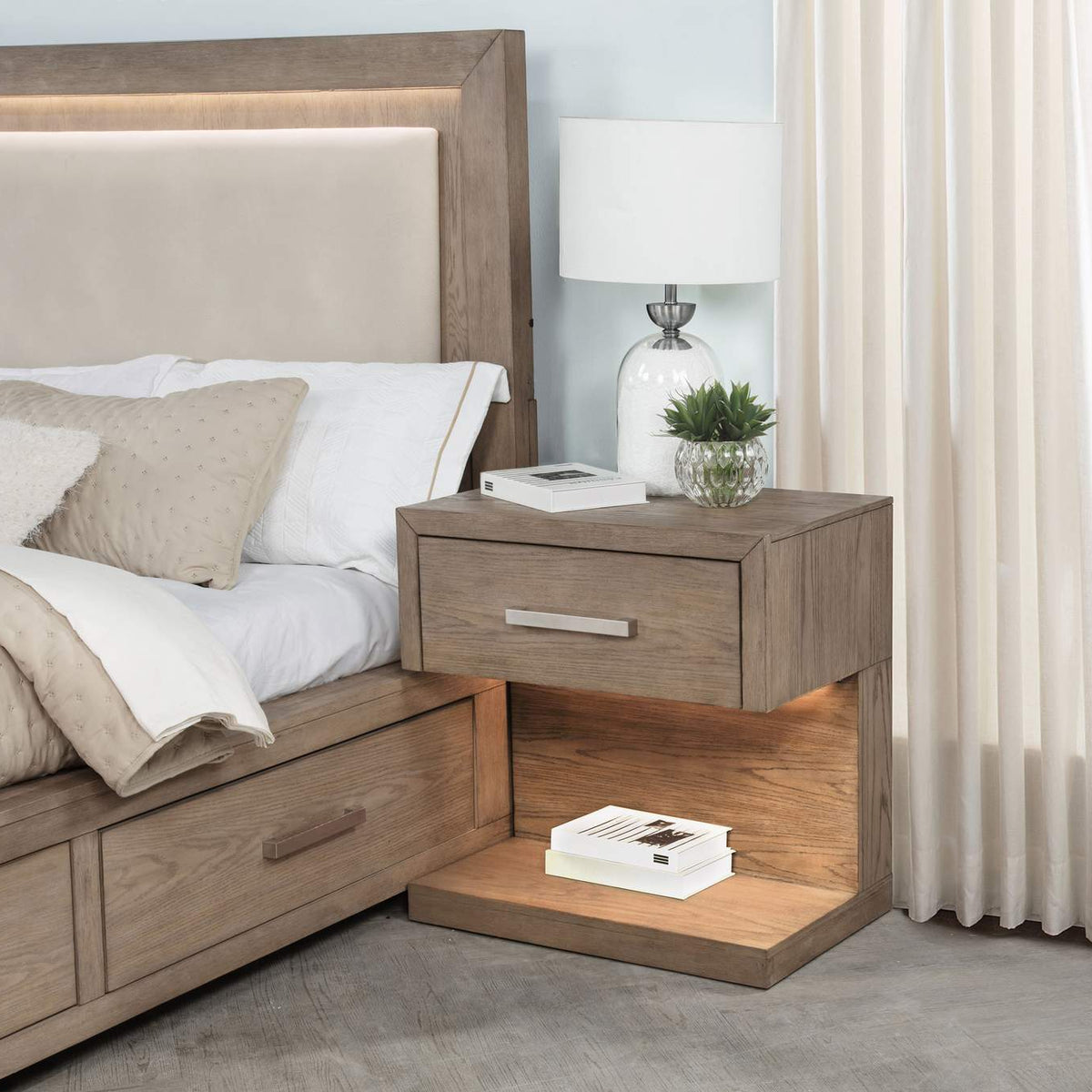 224852 Kenora 1-drawer Nightstand Bedside Table Barley Brown