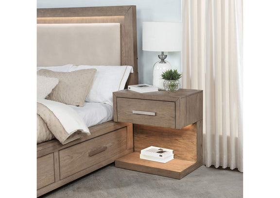 224852 Kenora 1-drawer Nightstand Bedside Table Barley Brown