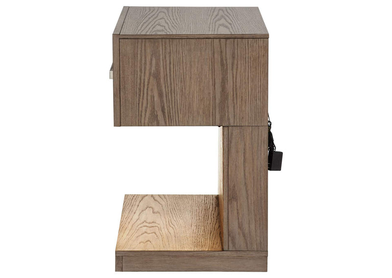 224852 Kenora 1-drawer Nightstand Bedside Table Barley Brown