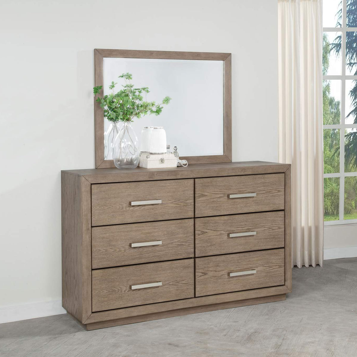 224853M Kenora 6-drawer Dresser and Mirror Barley Brown
