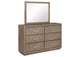 224853M Kenora 6-drawer Dresser and Mirror Barley Brown