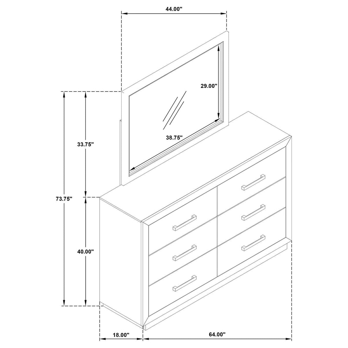 224853M Kenora 6-drawer Dresser and Mirror Barley Brown