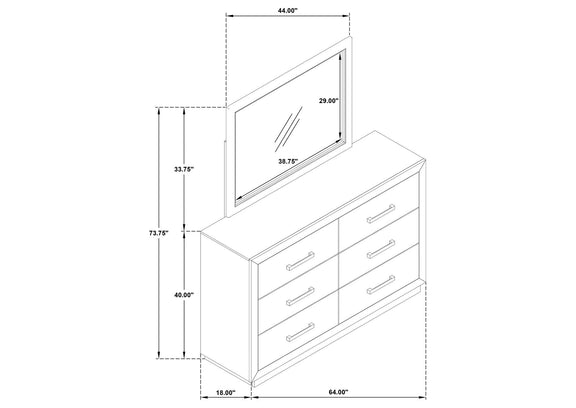 224853M Kenora 6-drawer Dresser and Mirror Barley Brown