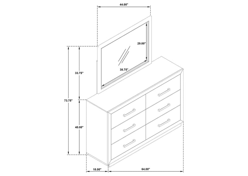 224853M Kenora 6-drawer Dresser and Mirror Barley Brown