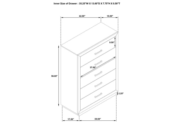224855 Kenora 5-drawer Bedroom Chest Barley Brown