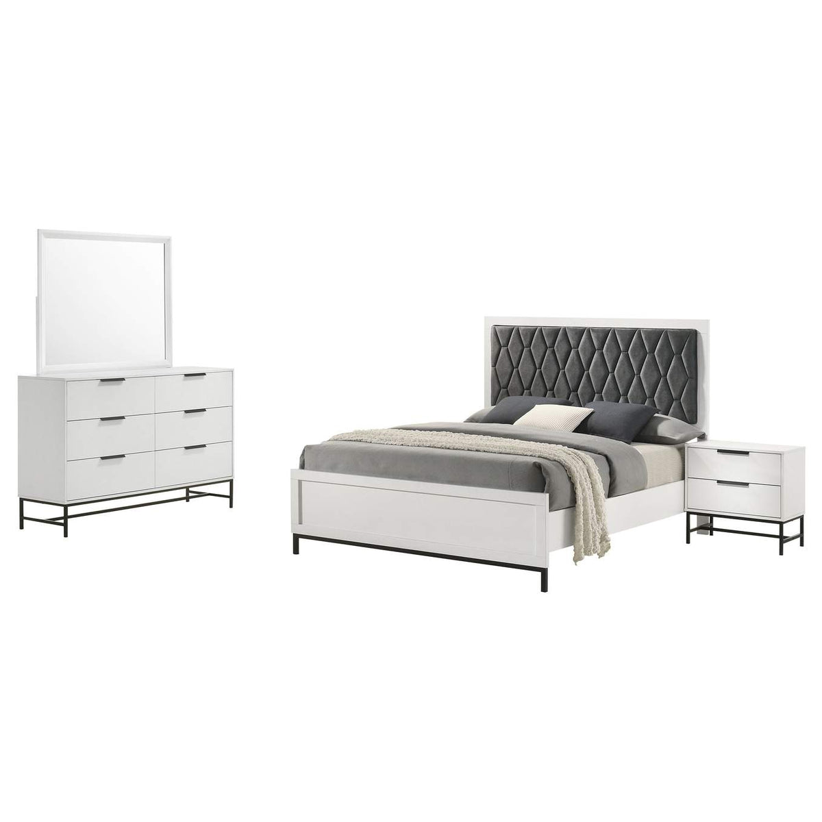 224861KW-S4 Sonora 4-piece California King Bedroom Set White