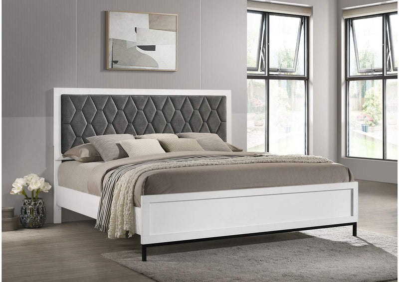224861KW Sonora California King Upholstered Panel Bed White