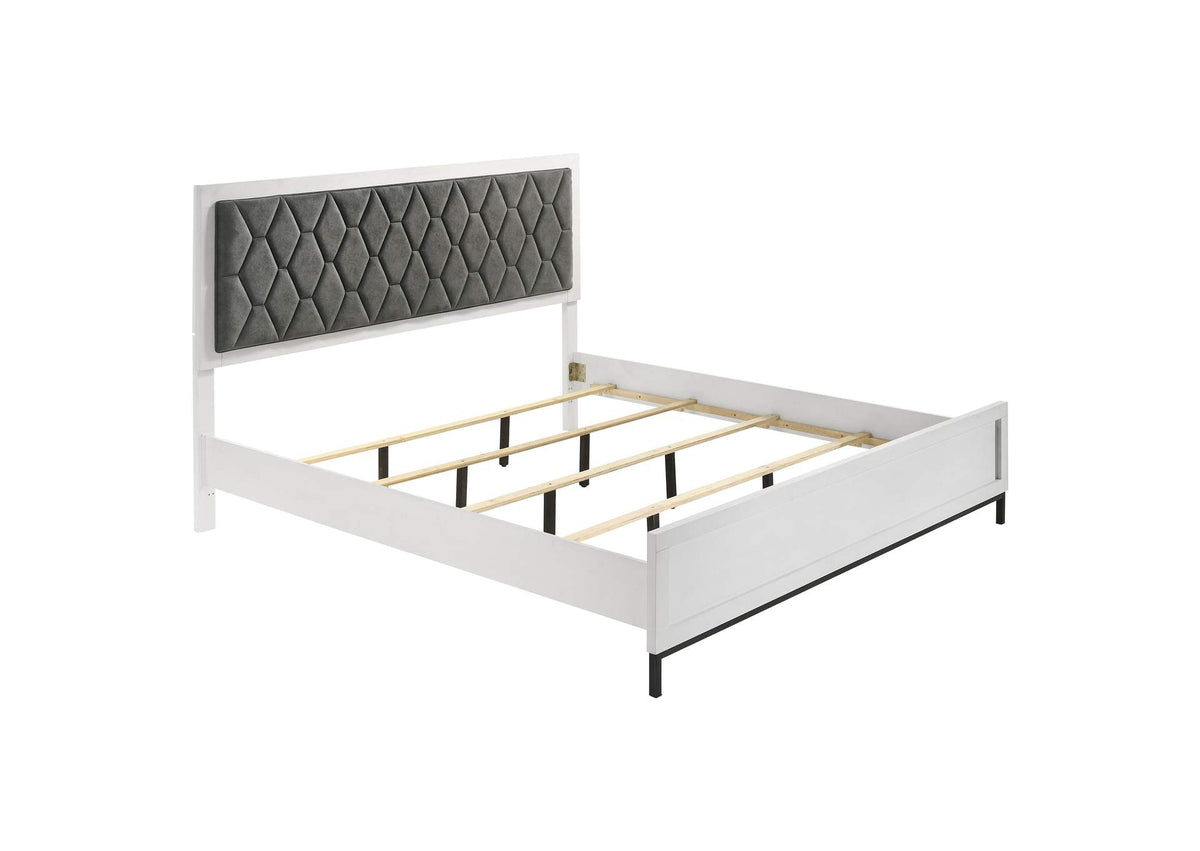 224861KW Sonora California King Upholstered Panel Bed White