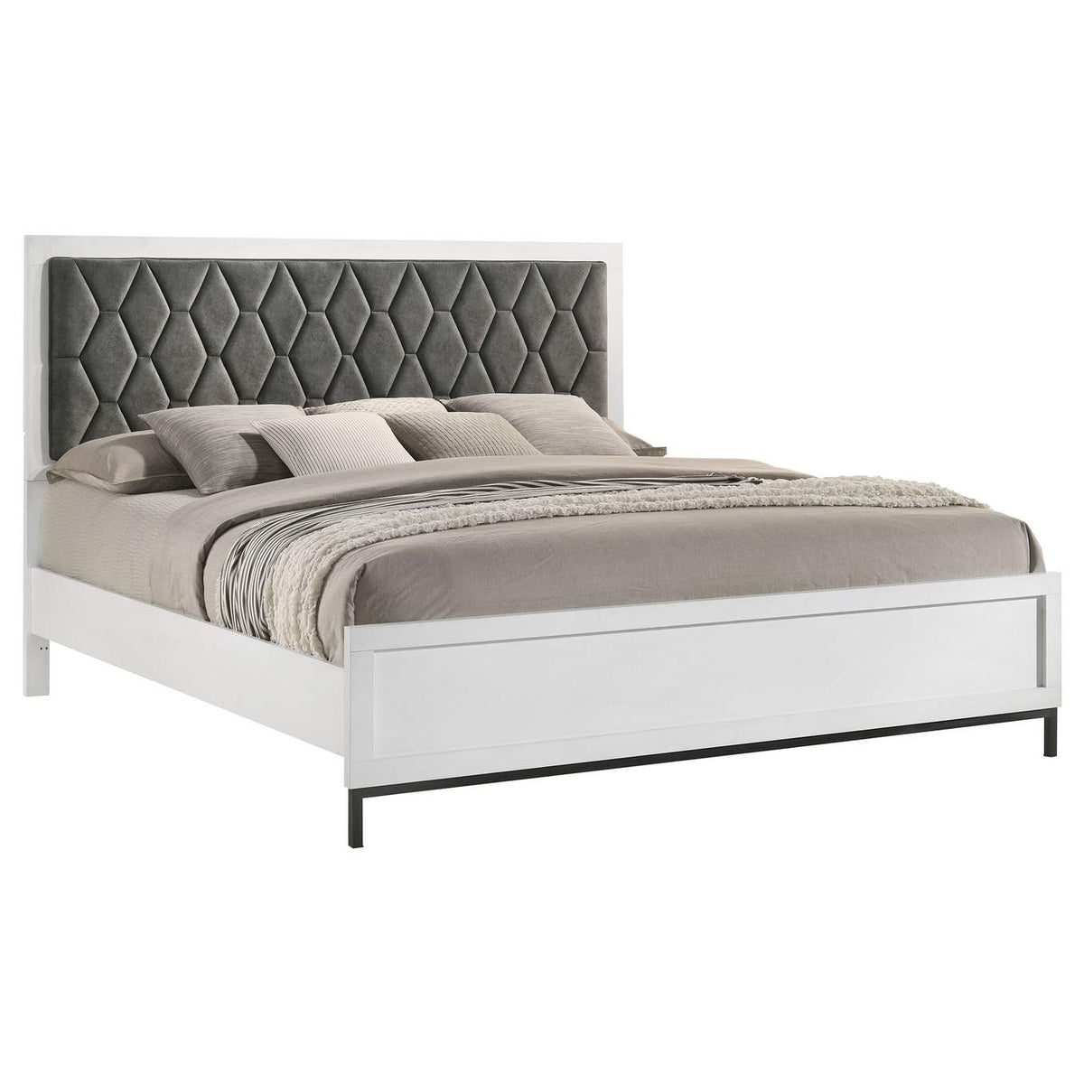 224861KW Sonora California King Upholstered Panel Bed White