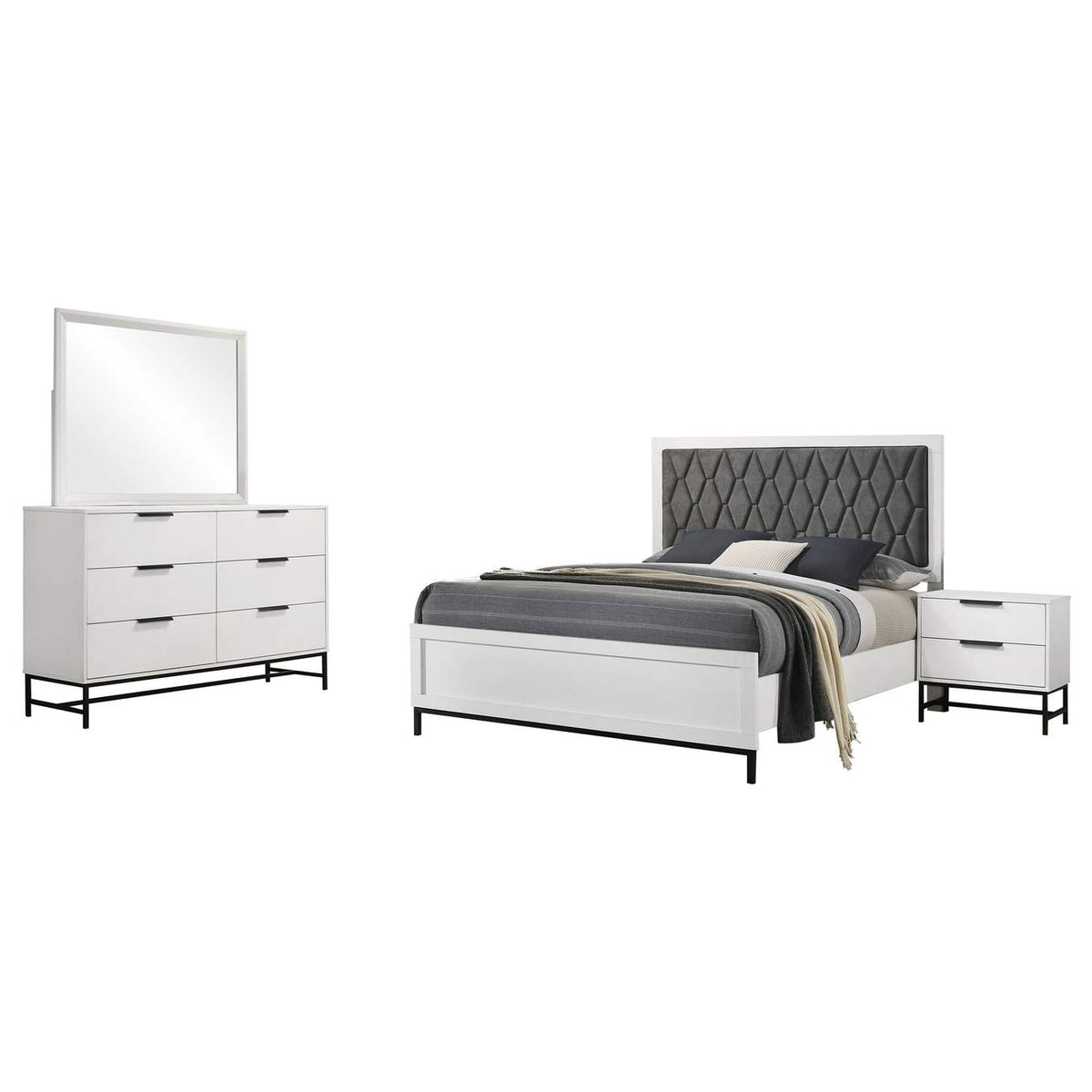 224861Q-S4 Sonora 4-piece Queen Bedroom Set White