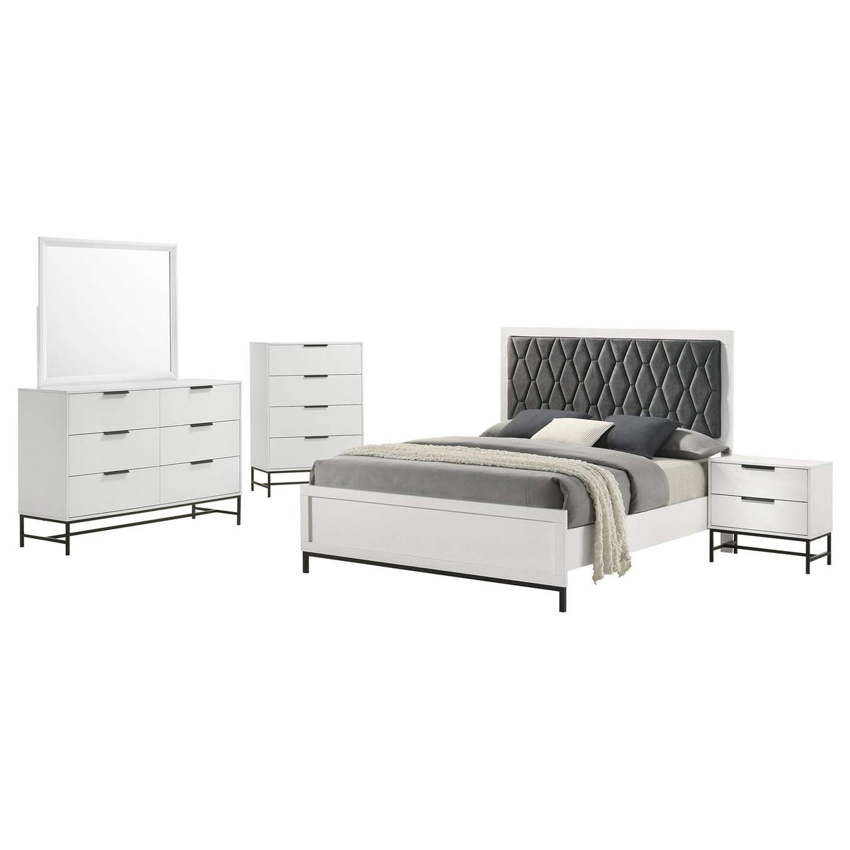 224861Q-S5 Sonora 5-piece Queen Bedroom Set White