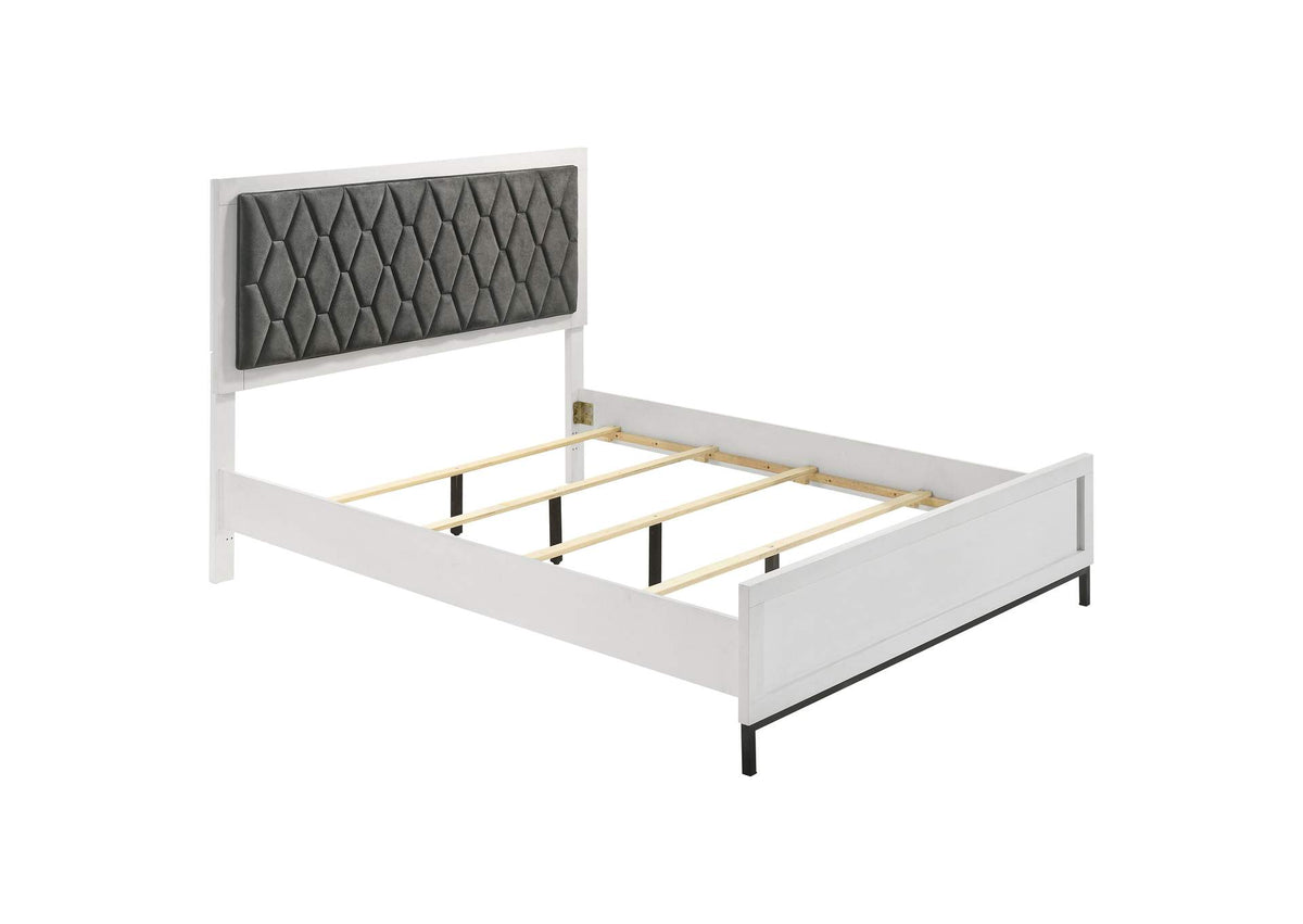 224861Q Sonora Queen Upholstered Panel Bed White
