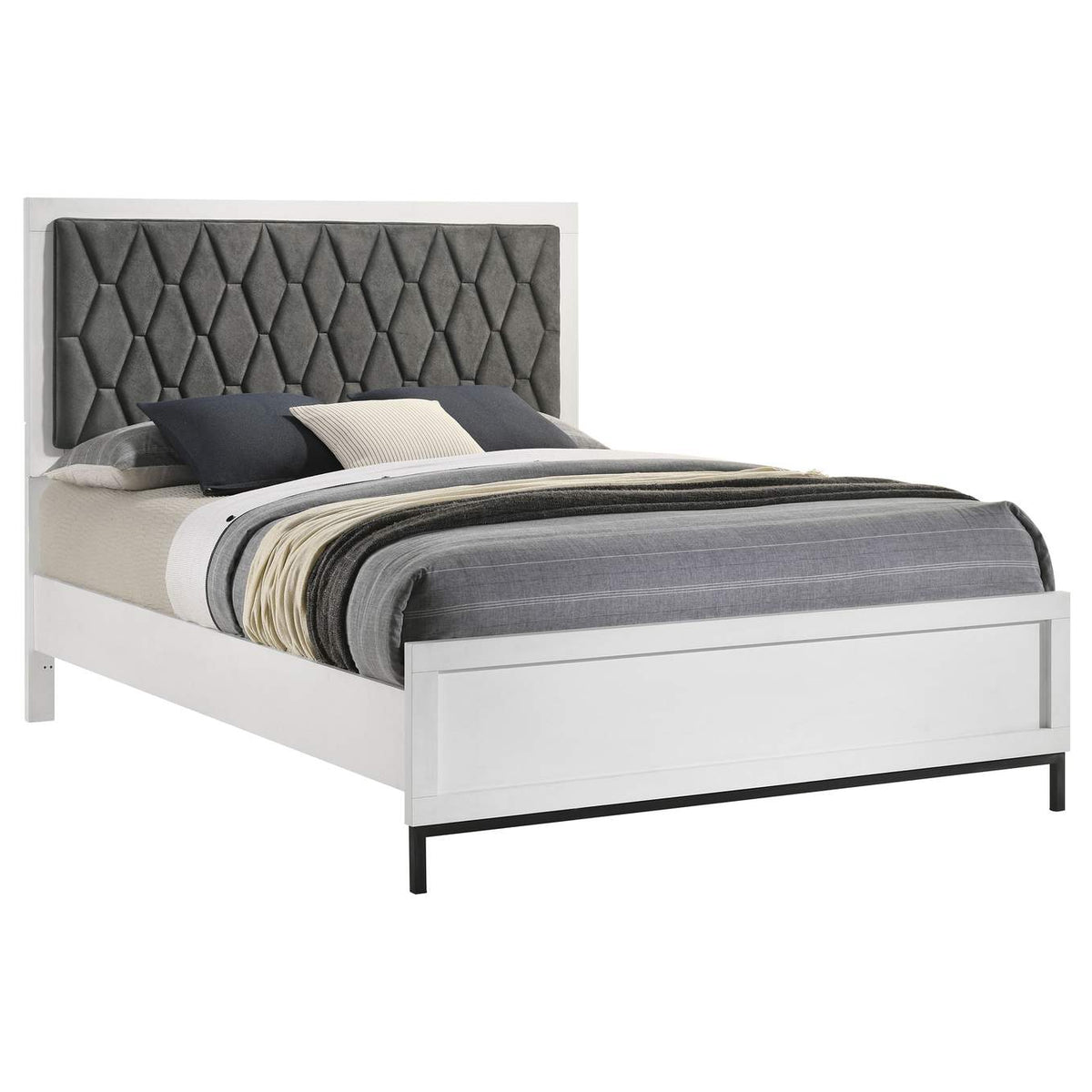 224861Q Sonora Queen Upholstered Panel Bed White