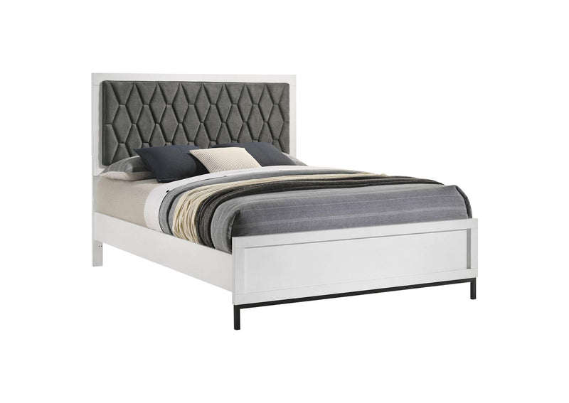 224861Q Sonora Queen Upholstered Panel Bed White