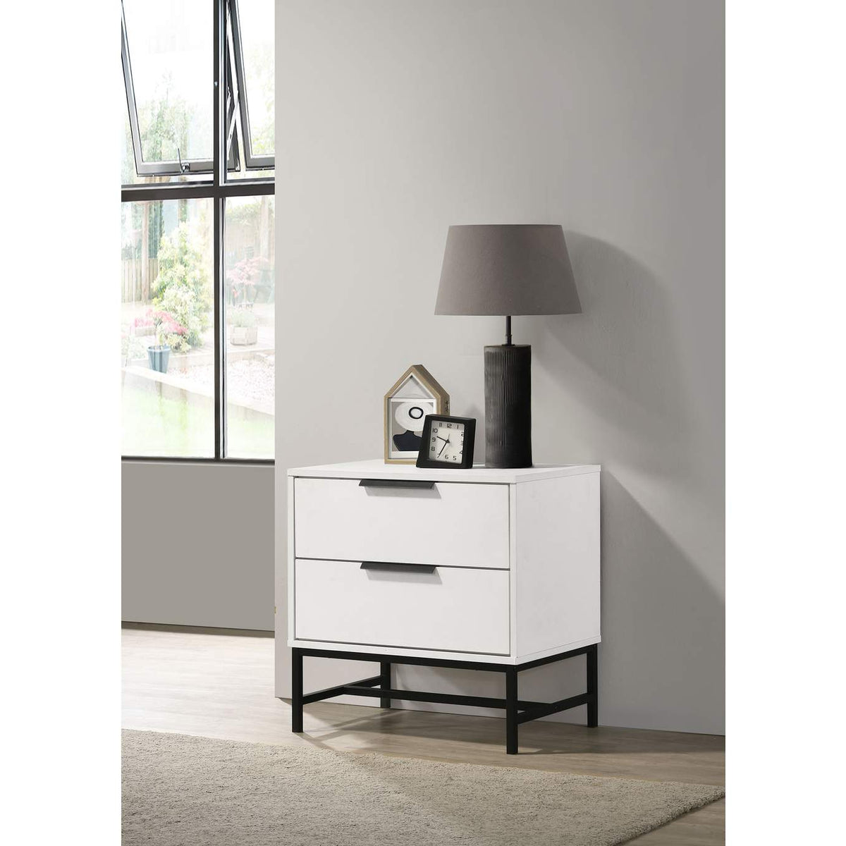 224862 Sonora 2-drawer Nightstand Bedside Table White