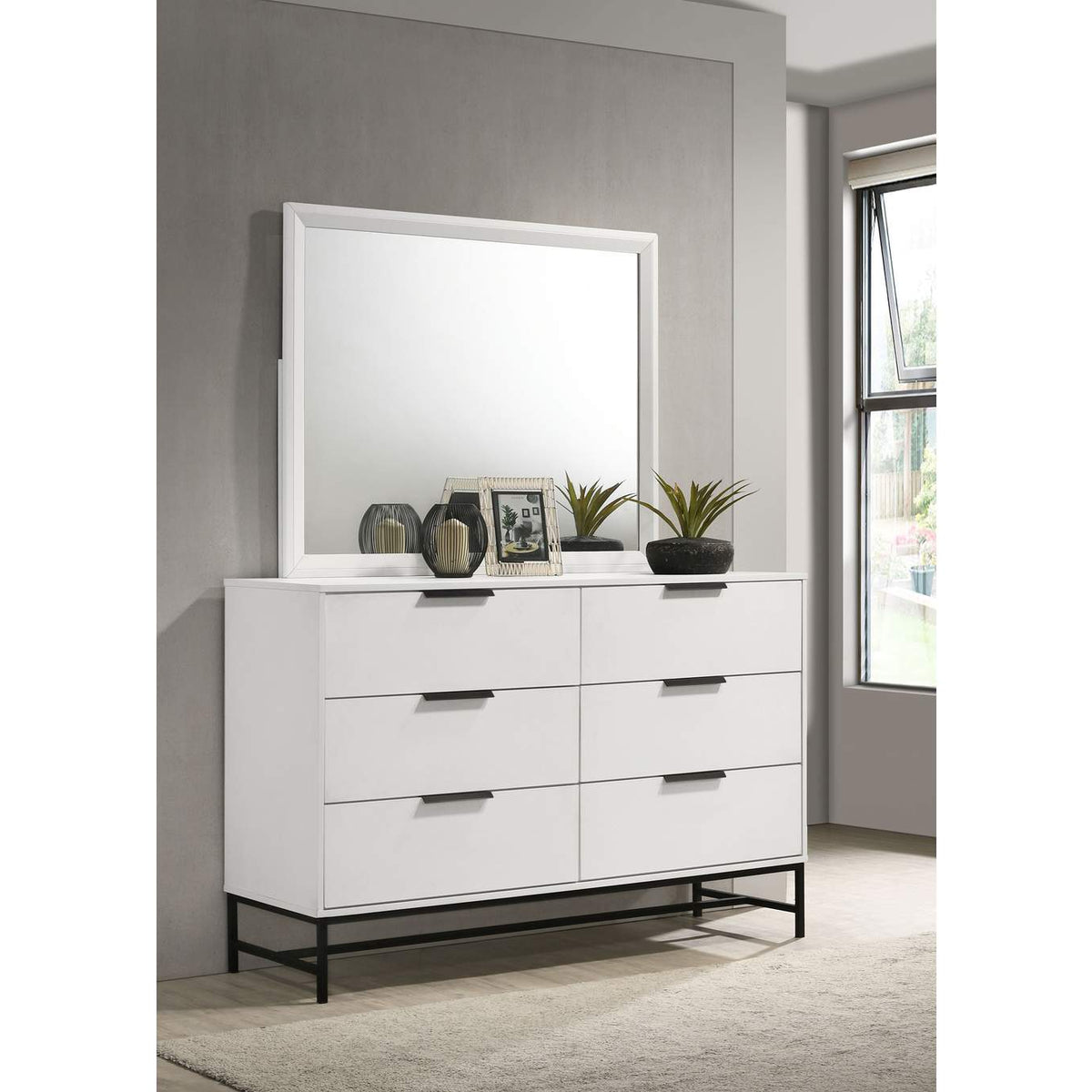 224863M Sonora 6-drawer Dresser with Mirror White