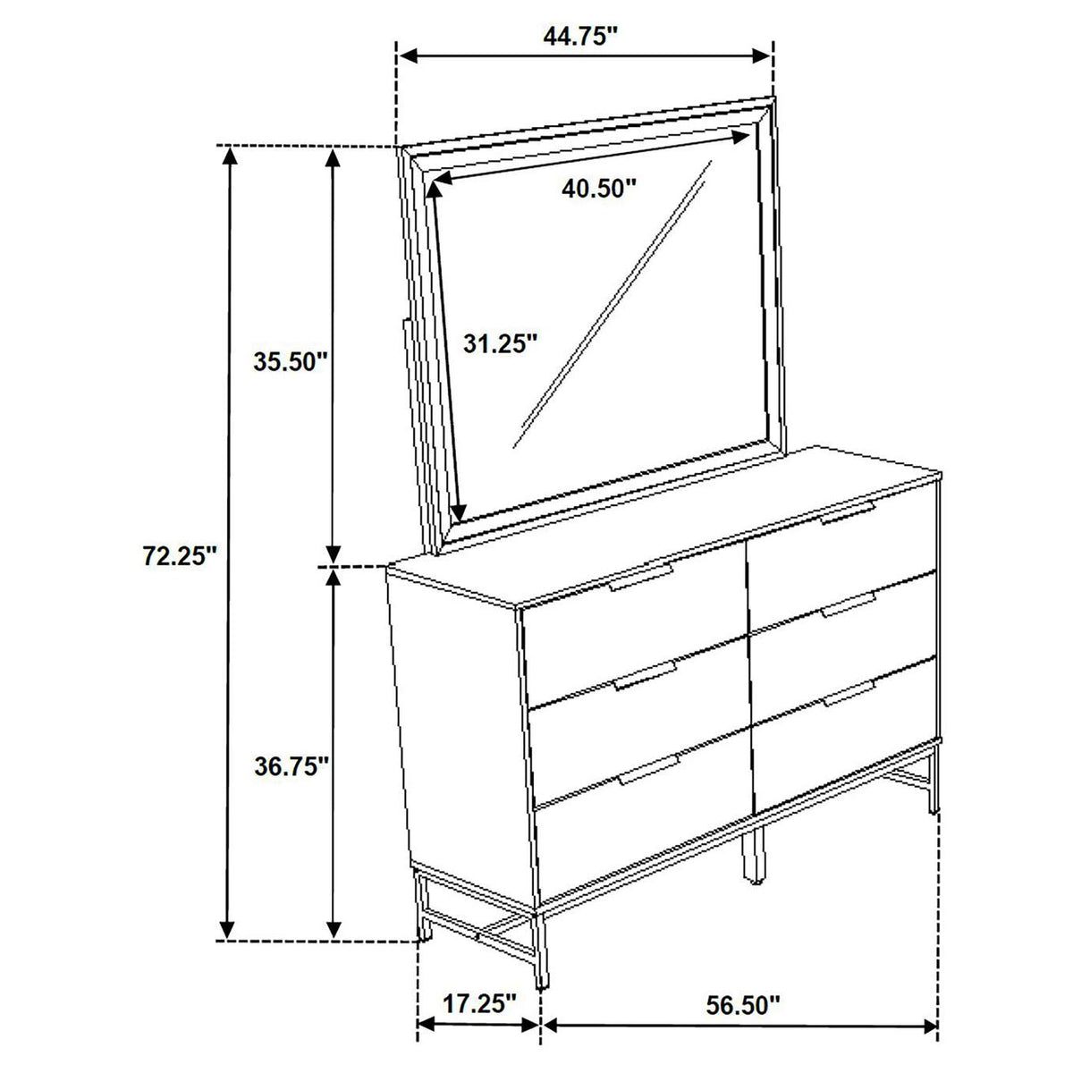 224863M Sonora 6-drawer Dresser with Mirror White