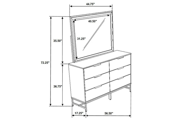 224863M Sonora 6-drawer Dresser with Mirror White