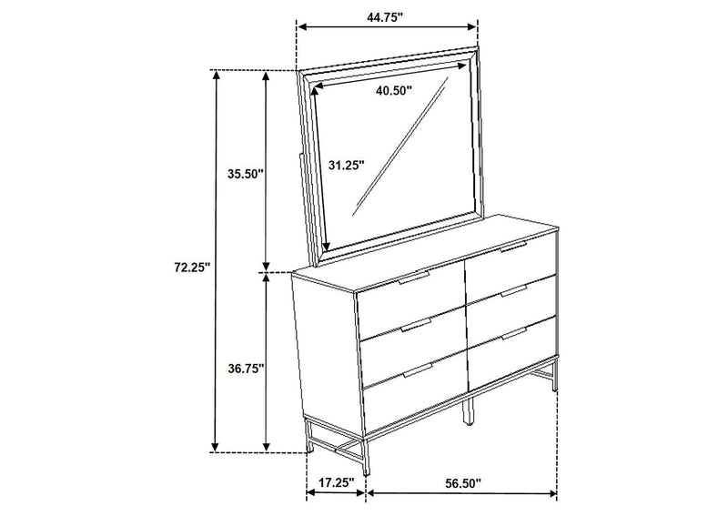 224863M Sonora 6-drawer Dresser with Mirror White
