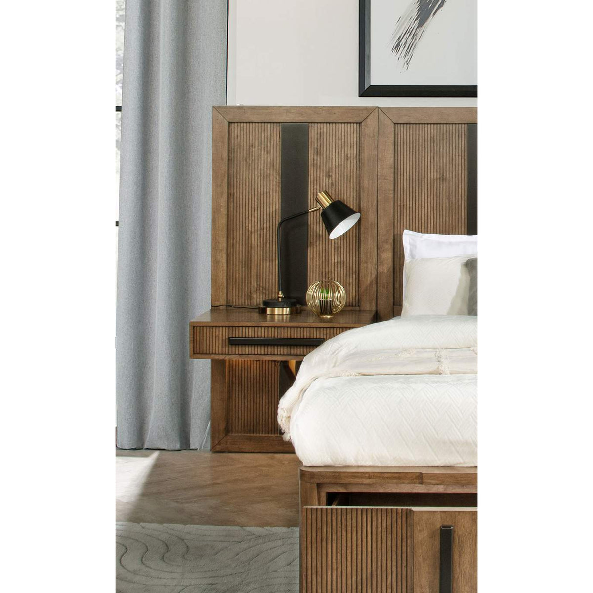 224900KW-S3P Terrace California King Wall Panel Storage Bed Ash Brown