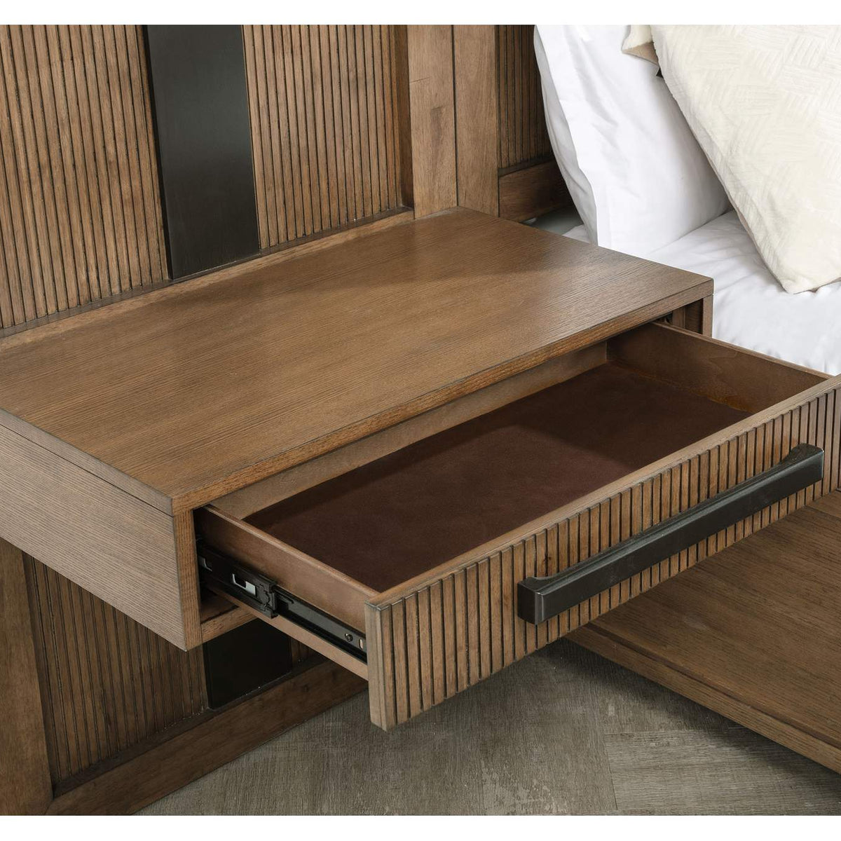 224900KW-S3P Terrace California King Wall Panel Storage Bed Ash Brown