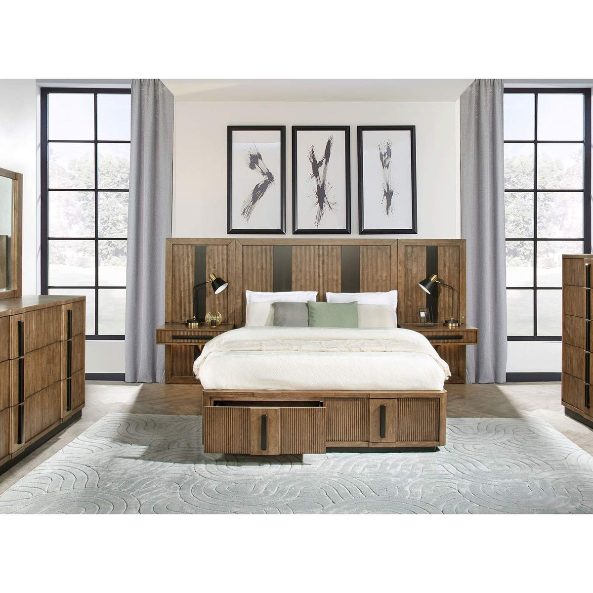 224900KW Terrace 2-drawer California King Storage Bed Ash Brown