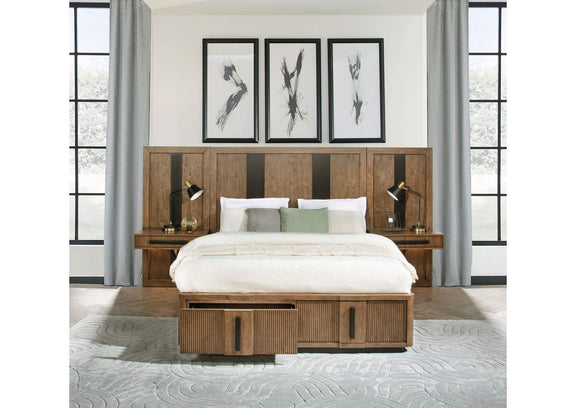 224900Q-S3P Terrace Queen Wall Panel Storage Bed Ash Brown