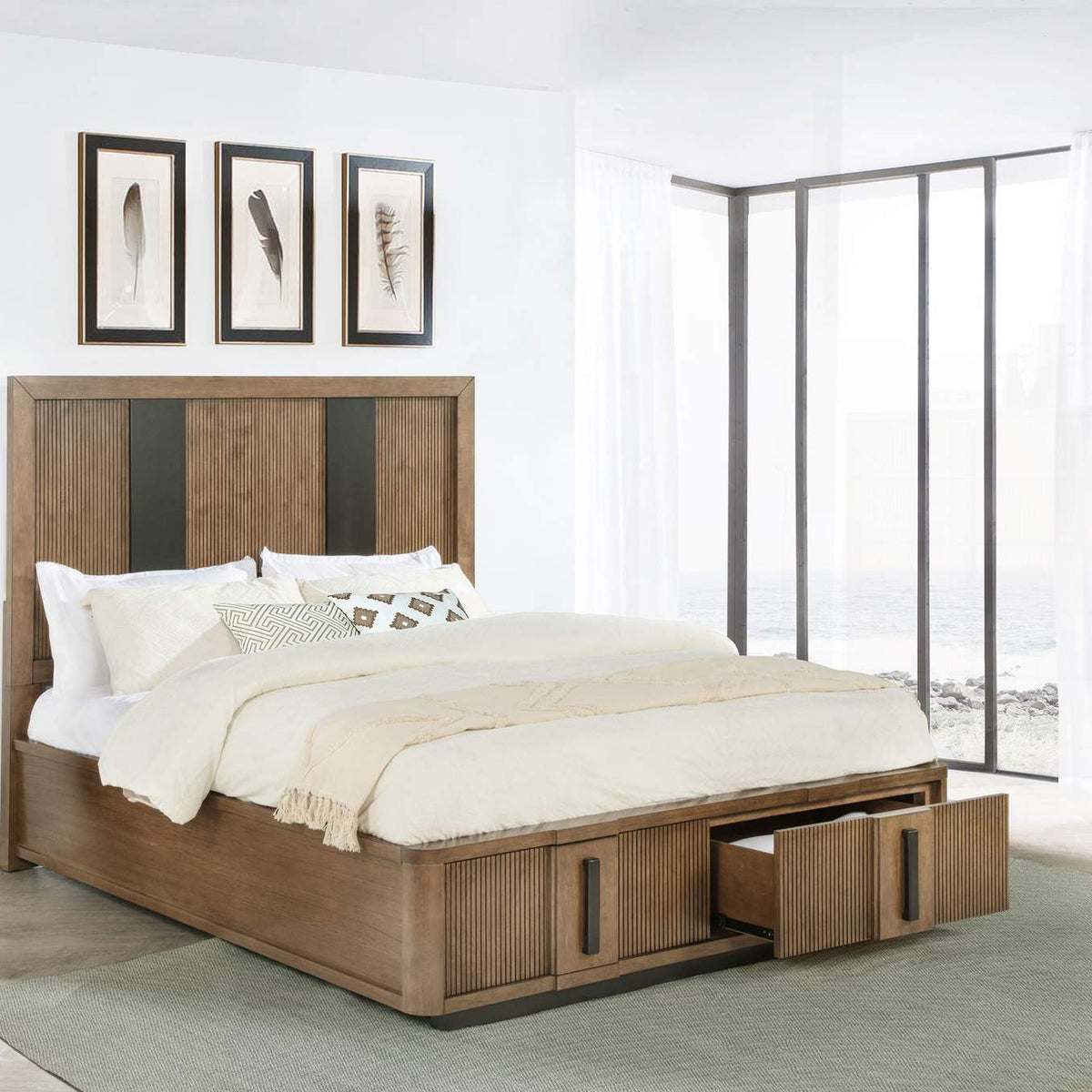 224900Q Terrace 2-drawer Queen Storage Bed Ash Brown