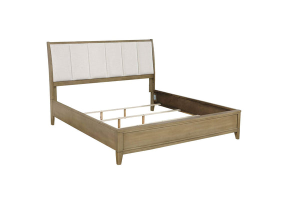224921KE Granada Upholstered Eastern King Panel Bed Natural Pine