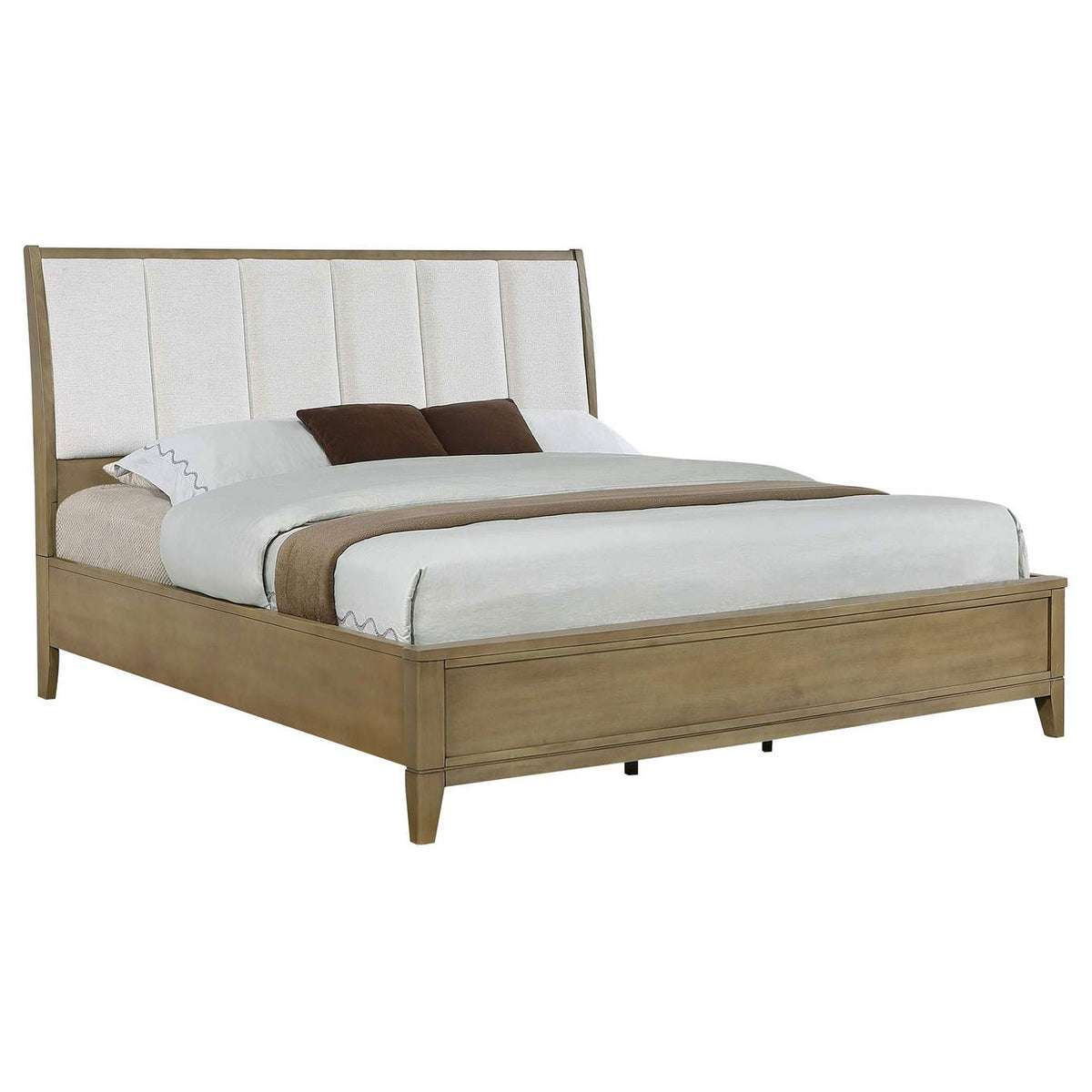 224921KE Granada Upholstered Eastern King Panel Bed Natural Pine