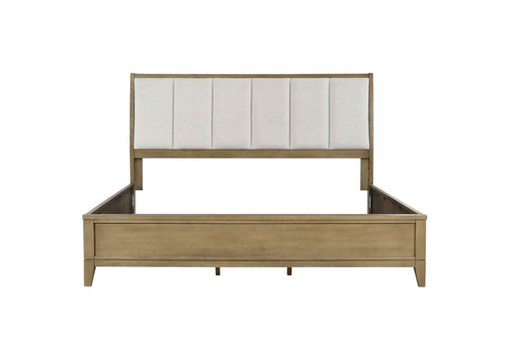 224921KE Granada Upholstered Eastern King Panel Bed Natural Pine