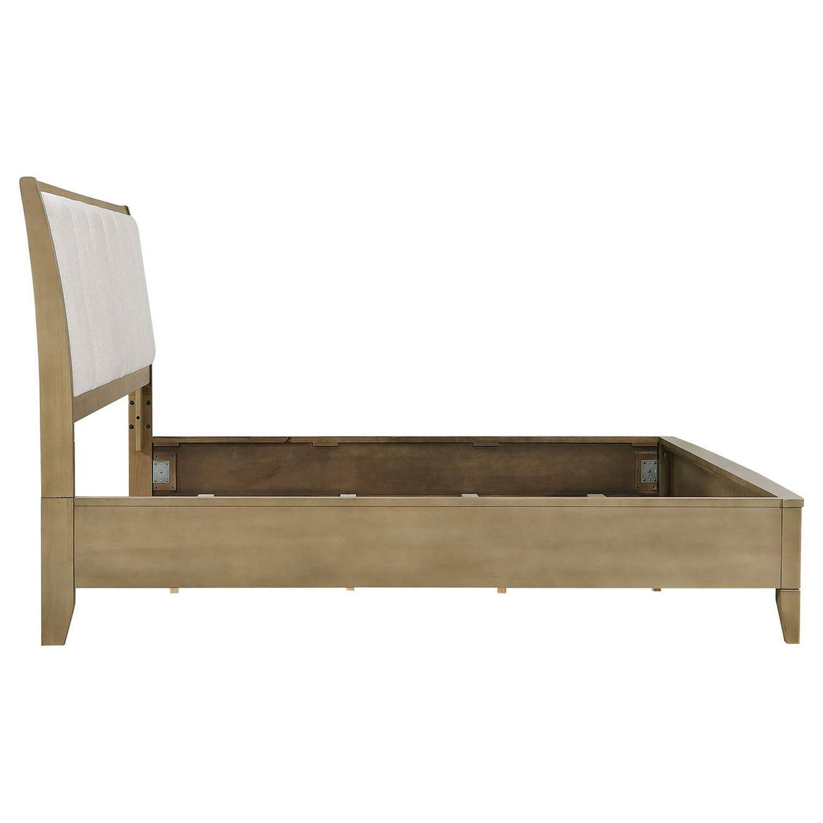 224921KE Granada Upholstered Eastern King Panel Bed Natural Pine