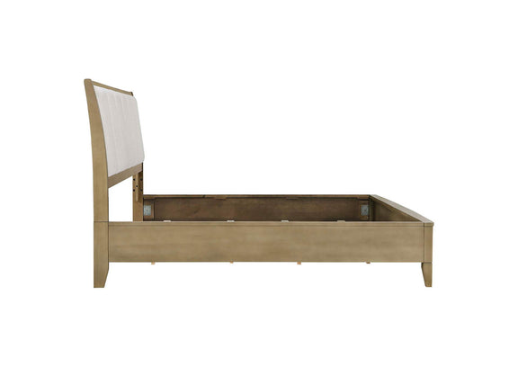 224921KE Granada Upholstered Eastern King Panel Bed Natural Pine