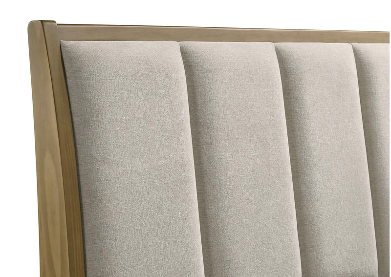 224921KE Granada Upholstered Eastern King Panel Bed Natural Pine